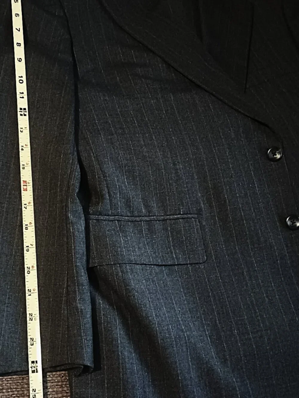 Tom James Men Gray Pinstripe 2 Piece Suit  42S